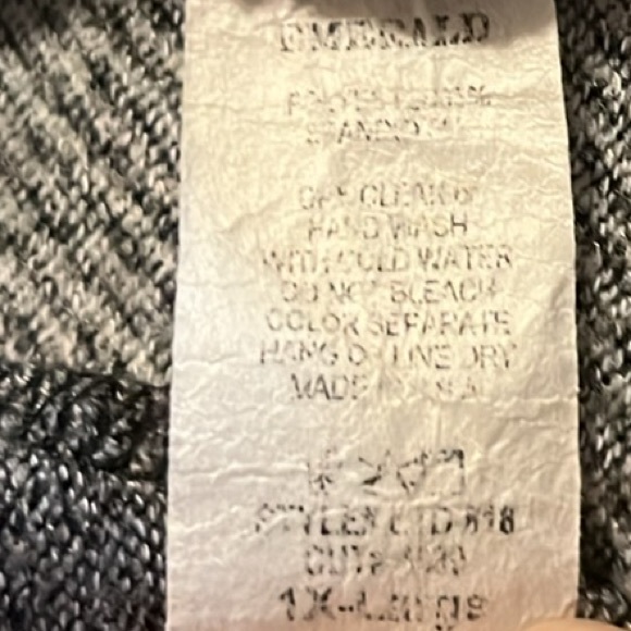 EMERALD, Checker Board Print, Scoop Neckline Shirt Dress, Black/Off White, 1X - Picture 6 of 6